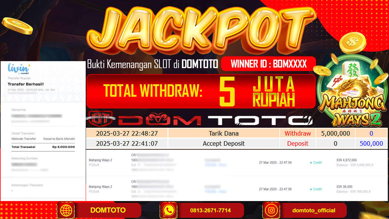 JACKPOT SLOT MAHJONG WAYS 2 27 MARET 2025
